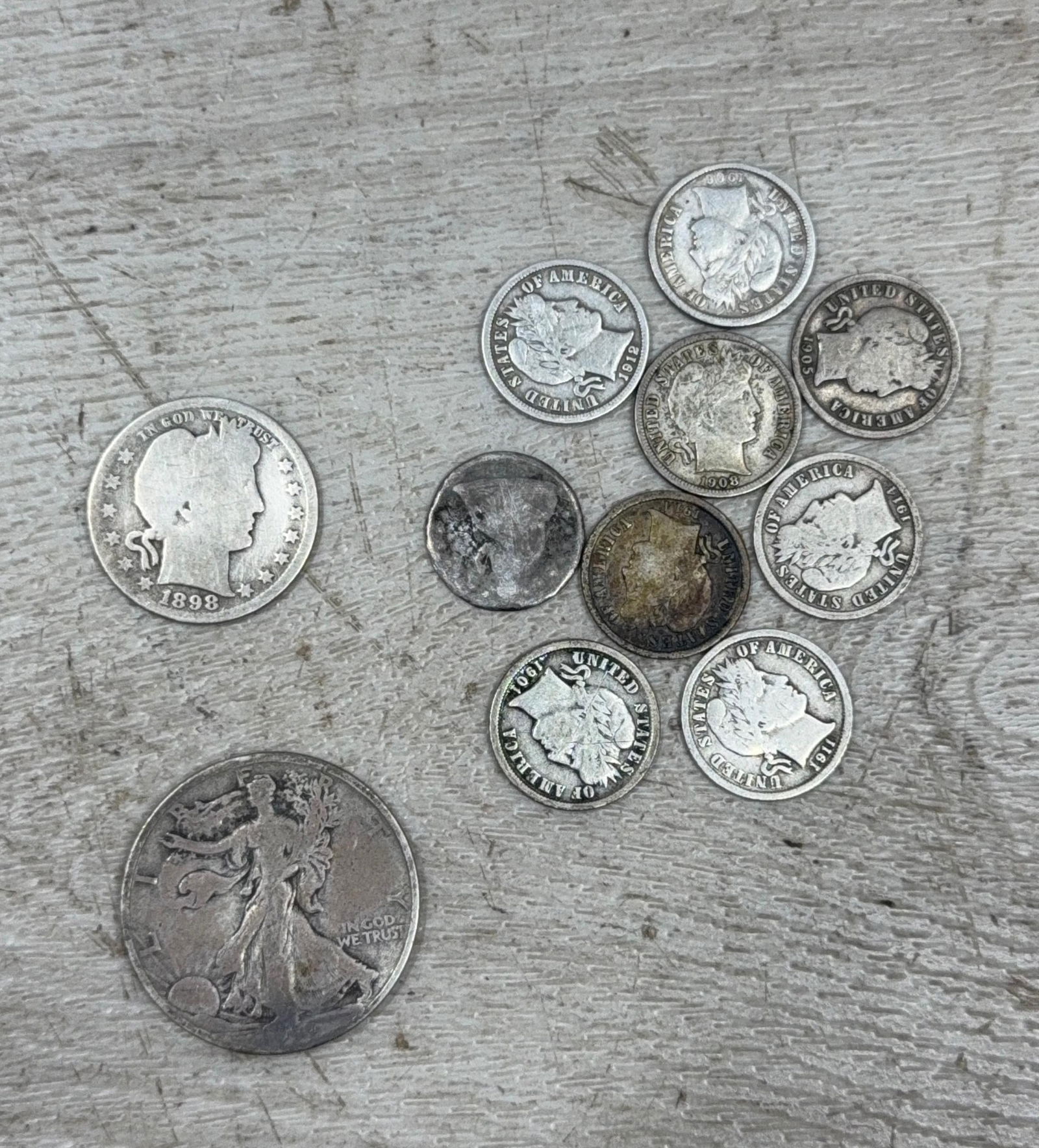 1933-S WALKING LIBERTY HALF DOLLAR, 1898-0 BARBER QTR & 9 SILVER BARBER DIMES: IMPORTANT, WE ONLY ACCEPT CREDIT CARDS UP TO $500 FOR ONLINE COIN PURCHASES. YOU CAN PAY ACH THROUGH PROXIBID, OR YOU CAN SEND A WIRE OR CERTIFIED CHECK. WE WILL HOLD ALL SHIPPING OF COINS FOR 10 DAYS