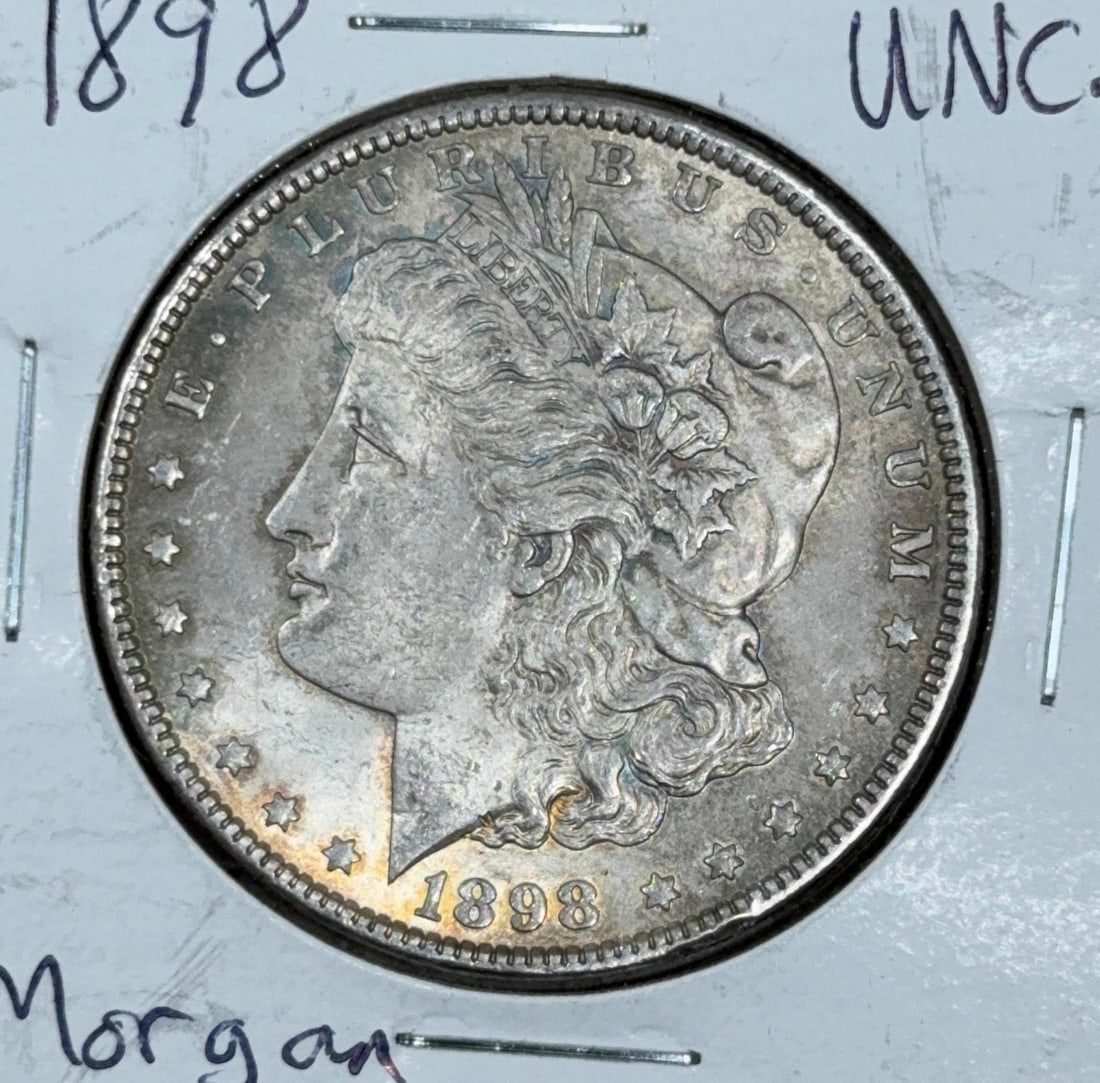 1898 Morgan Dollar Coin, United States, 90% Silver: IMPORTANT, WE ONLY ACCEPT CREDIT CARDS UP TO $500 FOR ONLINE COIN PURCHASES. YOU CAN PAY ACH THROUGH PROXIBID, OR YOU CAN SEND A WIRE OR CERTIFIED CHECK. WE WILL HOLD ALL SHIPPING OF COINS FOR 10 DAYS