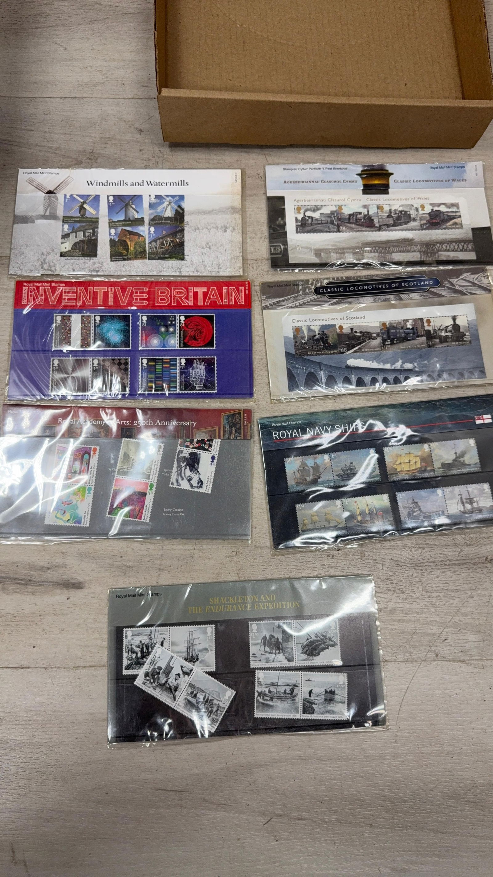 Royal Mail Stamp Packs: Locomotives, Navy Ships, Art, and More (1 of 4)