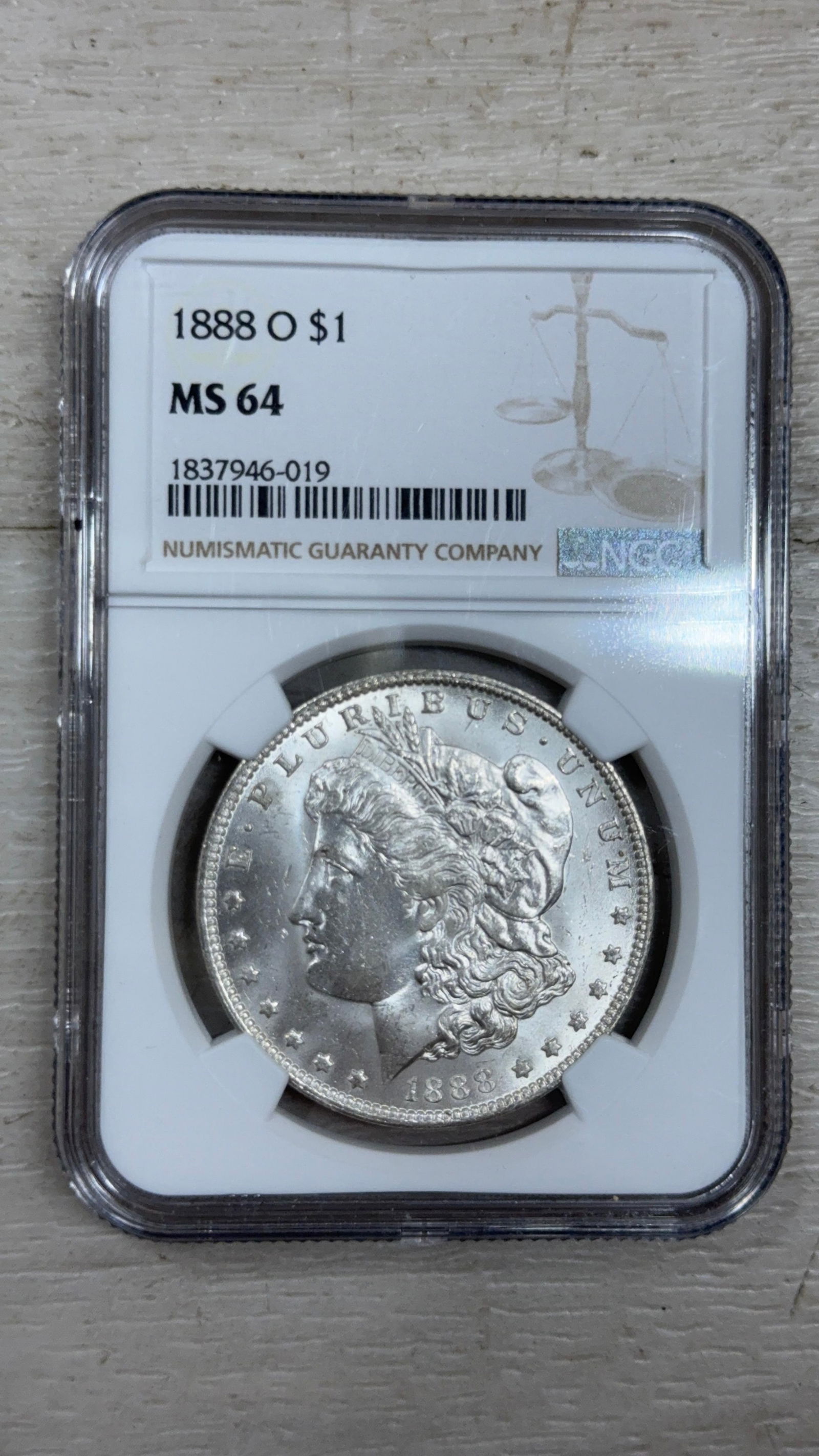 1888 O Morgan Silver Dollar, MS 64, NGC Graded, Serial #1837946-019 (1 of 4)
