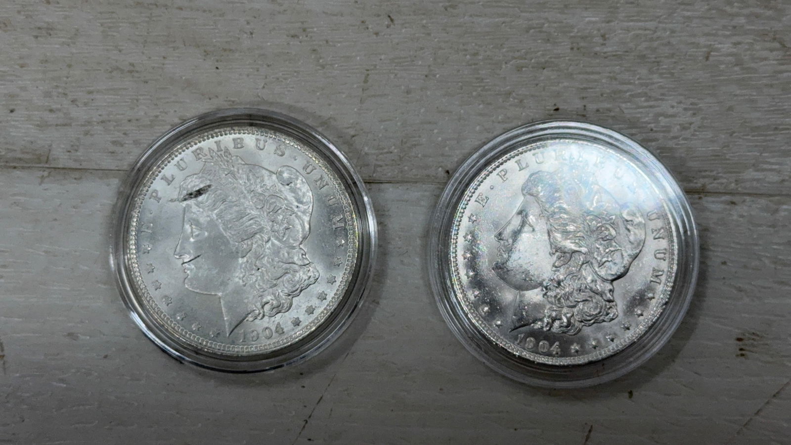 2- 1904-O Morgan Dollar Coins, United States, 90% Silver: IMPORTANT, WE ONLY ACCEPT CREDIT CARDS UP TO $500 FOR ONLINE COIN PURCHASES. YOU CAN PAY ACH THROUGH PROXIBID, OR YOU CAN SEND A WIRE OR CERTIFIED CHECK. WE WILL HOLD ALL SHIPPING OF COINS FOR 10 DAYS
