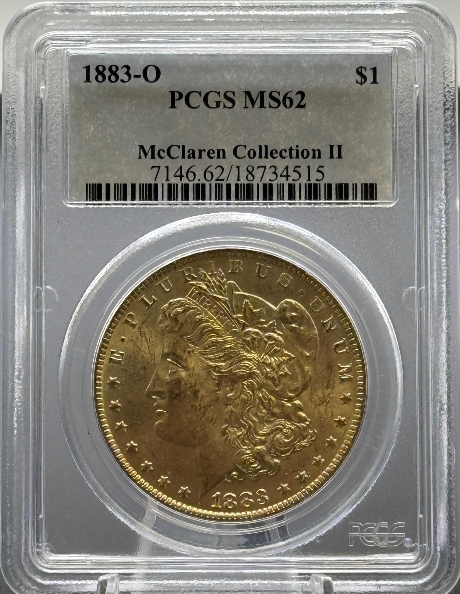 1883-O Morgan Dollar Coin MS62 PCGS Certified, $1, McLaren Collection II: IMPORTANT, WE ONLY ACCEPT CREDIT CARDS UP TO $500 FOR ONLINE COIN PURCHASES. YOU CAN PAY ACH THROUGH PROXIBID, OR YOU CAN SEND A WIRE OR CERTIFIED CHECK. WE WILL HOLD ALL SHIPPING OF COINS FOR 10 DAYS