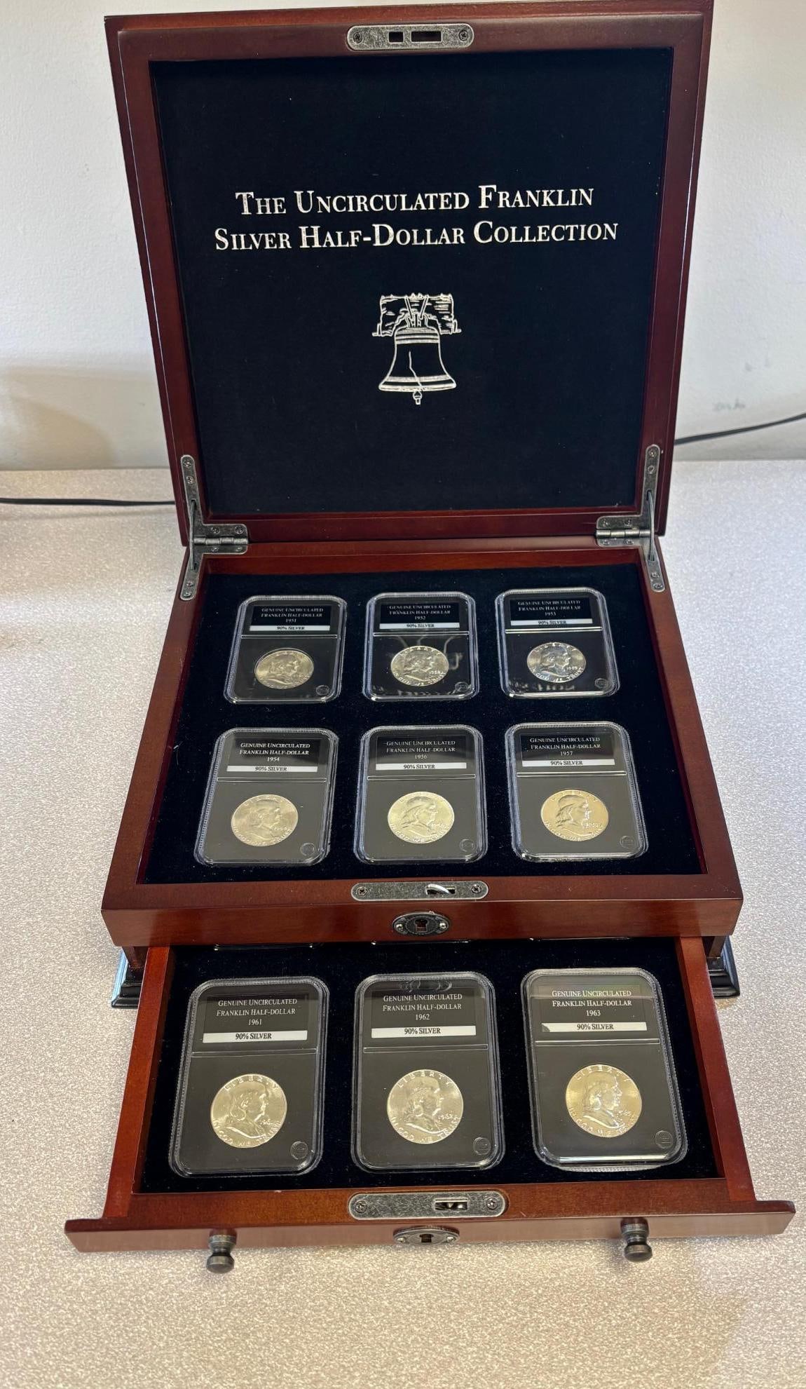 The Uncirculated Franklin Silver Half-Dollar Collection, 90% Silver, 12 Coins in PCI holders (1 of 4)