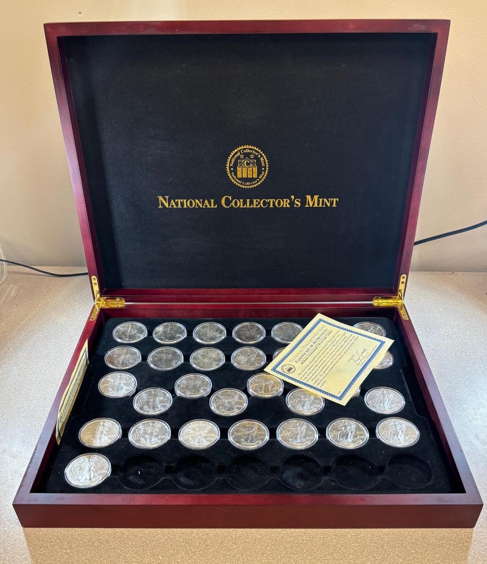 American Silver Eagle Coins Collection, 30 Coins, .999 Fine Silver, with Box & COA, 1986-2015 (1 of 16)