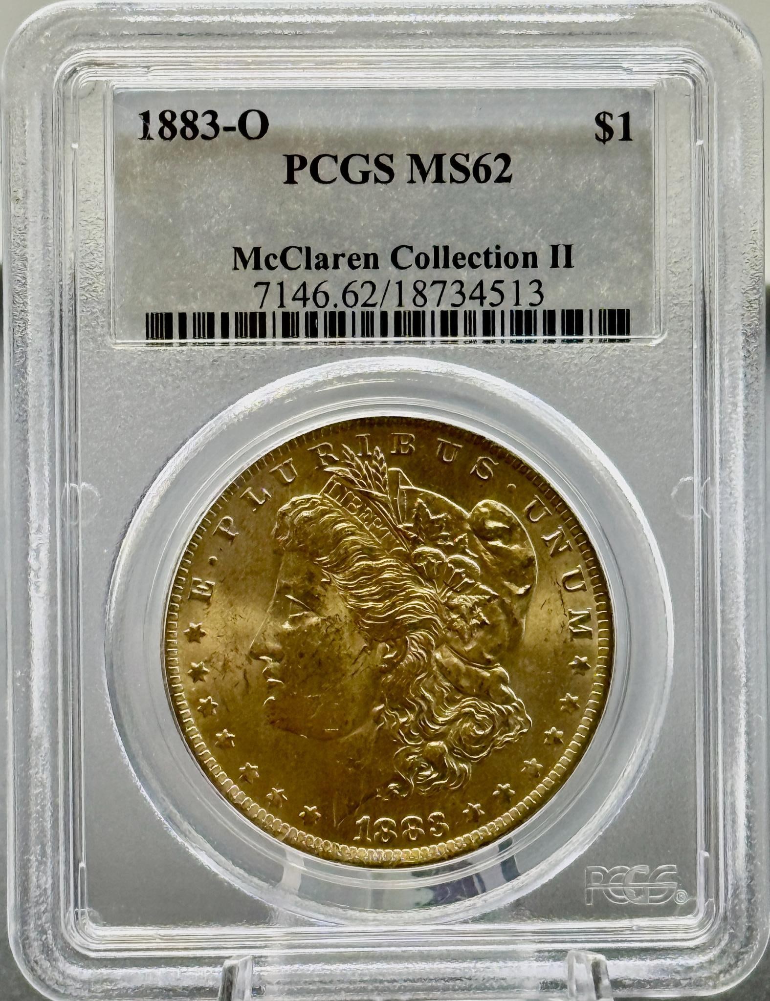 1883-O Morgan Dollar Coin MS62 PCGS Certified, $1, McLaren Collection II: IMPORTANT, WE ONLY ACCEPT CREDIT CARDS UP TO $500 FOR ONLINE COIN PURCHASES. YOU CAN PAY ACH THROUGH PROXIBID, OR YOU CAN SEND A WIRE OR CERTIFIED CHECK. WE WILL HOLD ALL SHIPPING OF COINS FOR 10 DAYS