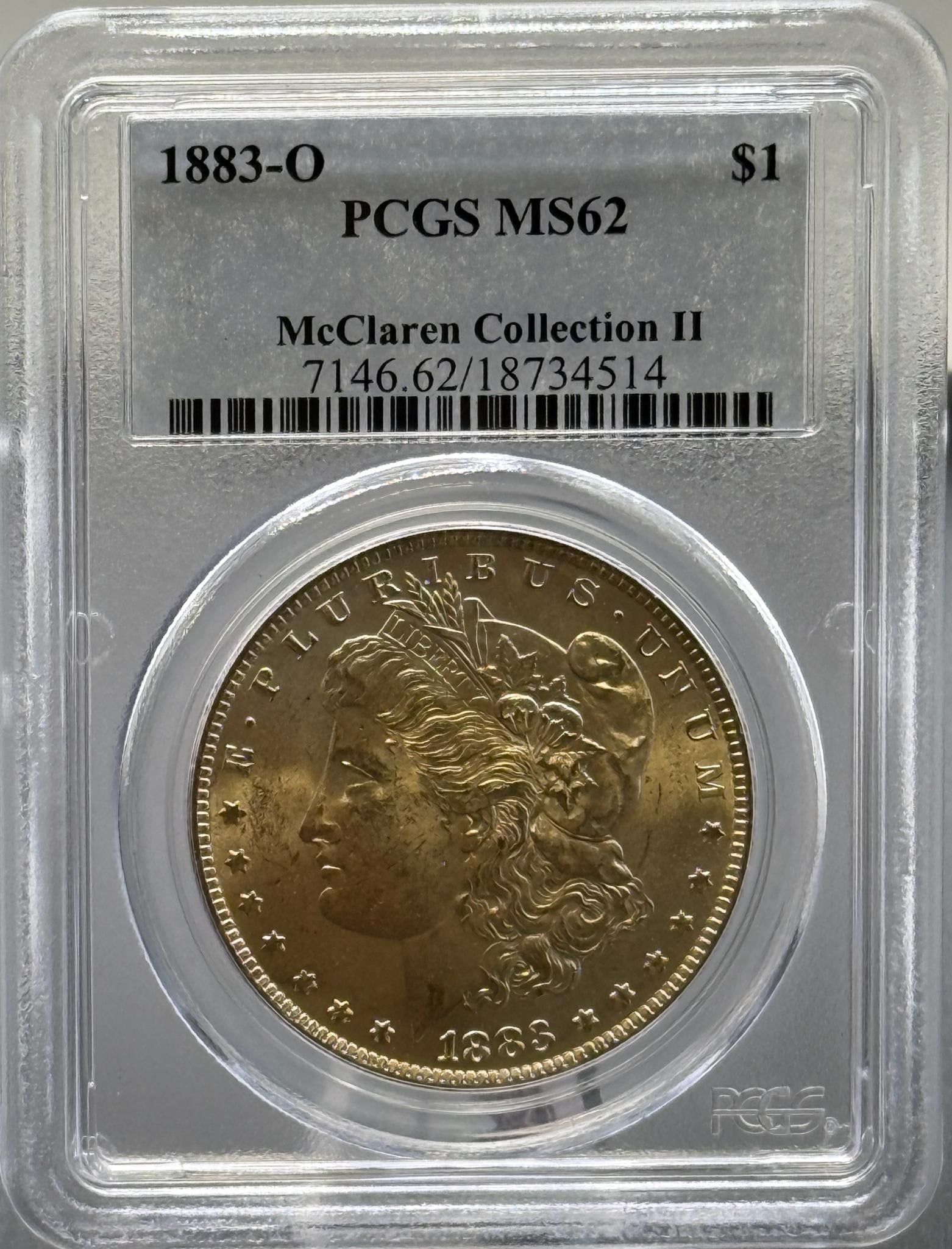 1883-O Morgan Dollar Coin MS62 PCGS Certified, $1, McLaren Collection II: IMPORTANT, WE ONLY ACCEPT CREDIT CARDS UP TO $500 FOR ONLINE COIN PURCHASES. YOU CAN PAY ACH THROUGH PROXIBID, OR YOU CAN SEND A WIRE OR CERTIFIED CHECK. WE WILL HOLD ALL SHIPPING OF COINS FOR 10 DAYS