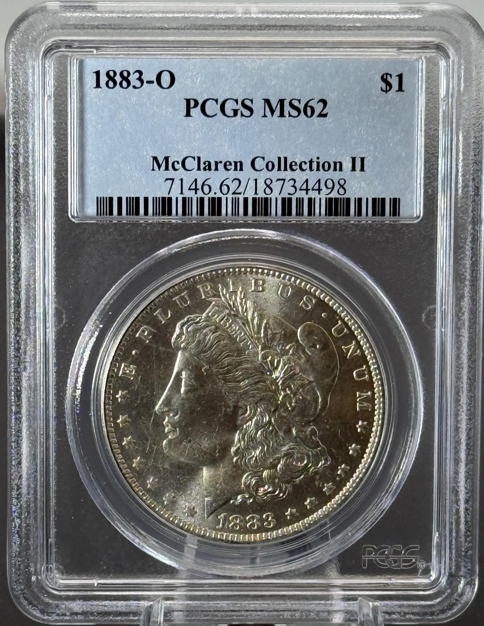 1883-O Morgan Dollar Coin MS62 PCGS Certified, $1, McLaren Collection II (1 of 2)