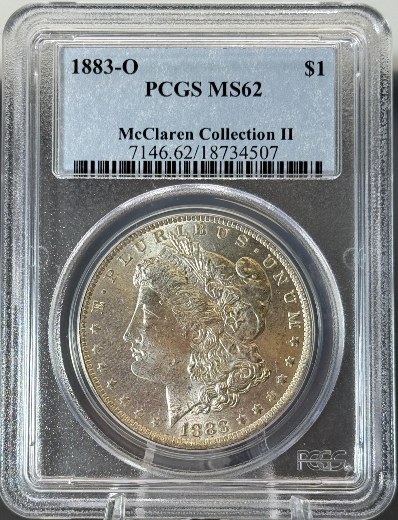 1883-O Morgan Dollar Coin MS62 PCGS Certified, $1, McLaren Collection II: IMPORTANT, WE ONLY ACCEPT CREDIT CARDS UP TO $500 FOR ONLINE COIN PURCHASES. YOU CAN PAY ACH THROUGH PROXIBID, OR YOU CAN SEND A WIRE OR CERTIFIED CHECK. WE WILL HOLD ALL SHIPPING OF COINS FOR 10 DAYS