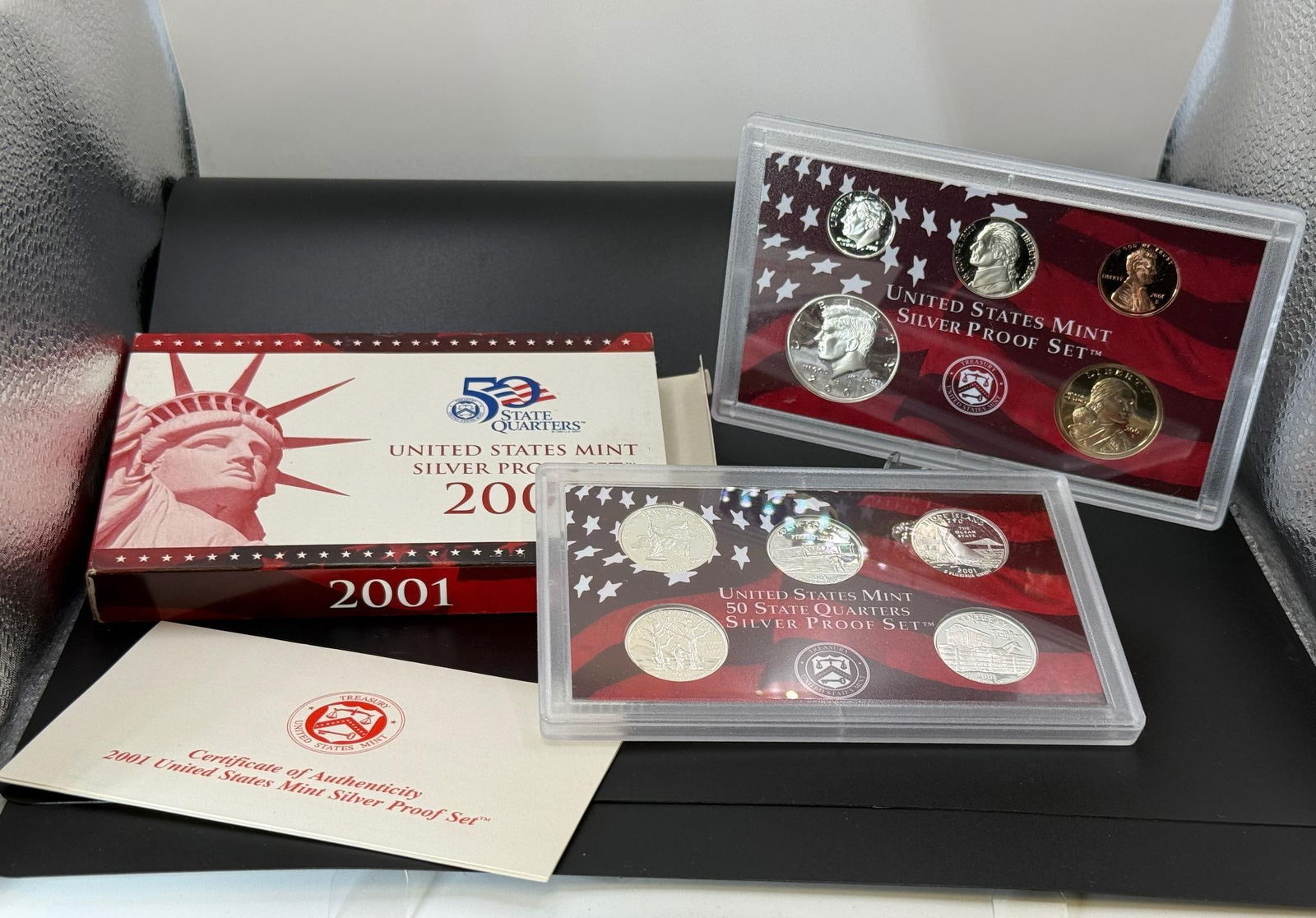 United States Mint 2001 Complete w/ 50 State Quarters Silver Proof Set, COA Included (1 of 3)