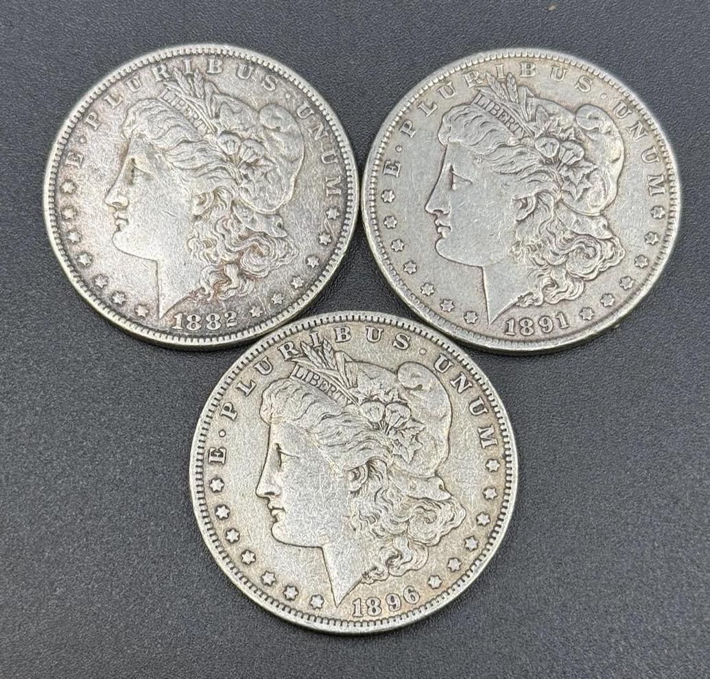 1882, 1891, 1896, US Morgan Silver Dollar, 90% silver: IMPORTANT, WE ONLY ACCEPT CREDIT CARDS UP TO $500 FOR ONLINE COIN PURCHASES. YOU CAN PAY ACH THROUGH PROXIBID, OR YOU CAN SEND A WIRE OR CERTIFIED CHECK. WE WILL HOLD ALL SHIPPING OF COINS FOR 10 DAYS