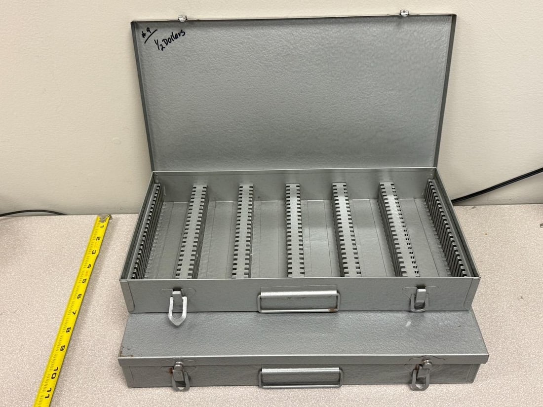 2- Metal 2 x 2 Coin storage containers: IMPORTANT, WE ONLY ACCEPT CREDIT CARDS UP TO $500 FOR ONLINE COIN PURCHASES. YOU CAN PAY ACH THROUGH PROXIBID, OR YOU CAN SEND A WIRE OR CERTIFIED CHECK. WE WILL HOLD ALL SHIPPING OF COINS FOR 10 DAYS