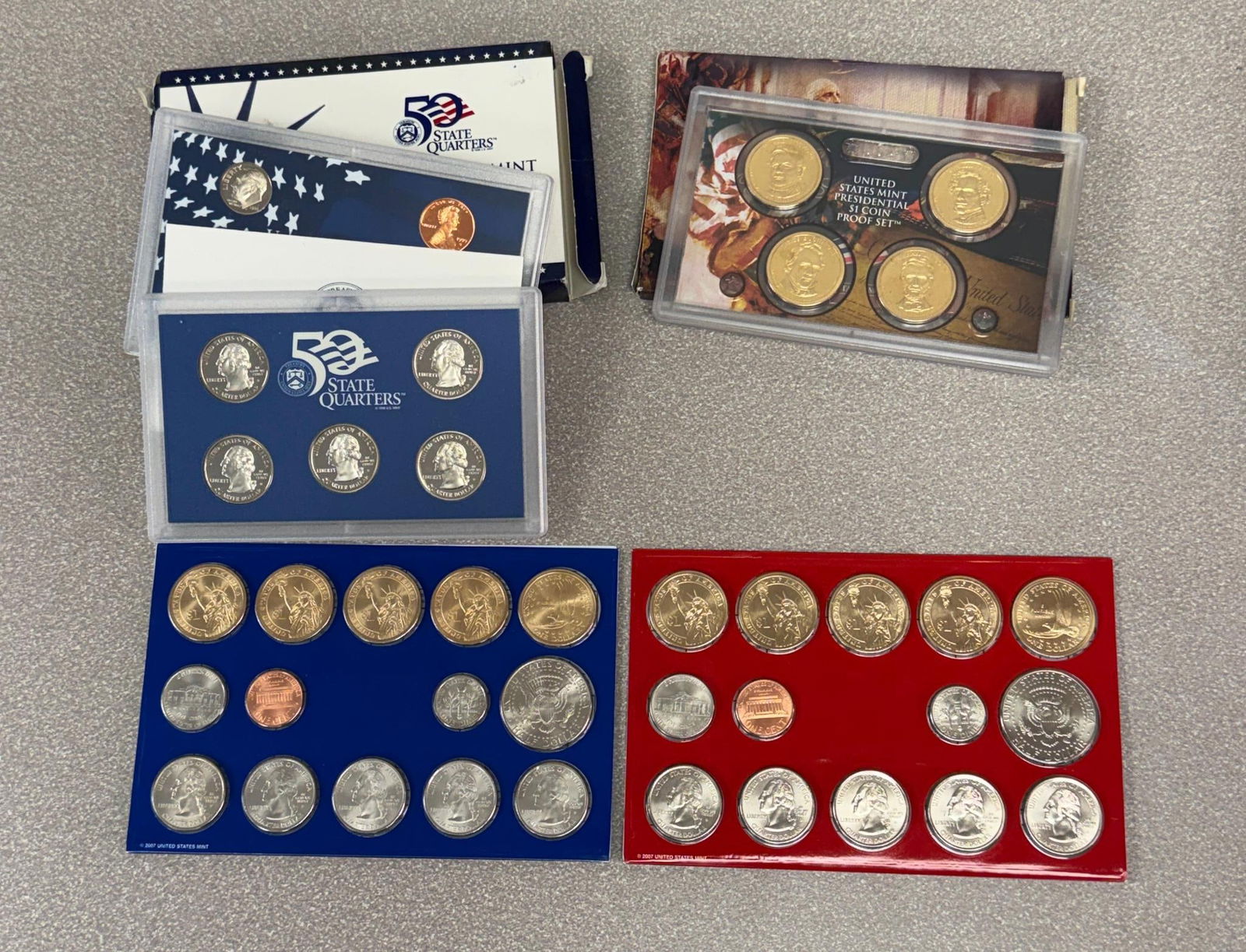 2007 US Mint Set, 2010 Presidential Dollars Proof Set and Complete 1999 Proof Set (1 of 4)