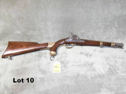 US Springfield Maynard black powder pistol: US Springfield 1855 Maynard pistol-carbine with stock black powder percussion pistol in good condition (1 of 4021 made) - Antique