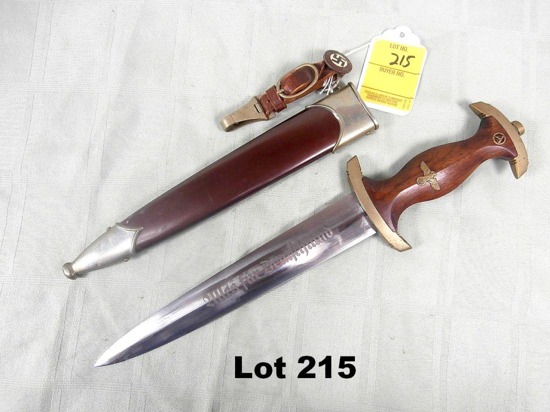 German WWII Sa Dagger Engraved: German WWII SA dagger engraved maker Wilh. Kober & Co. Suhl 14 1/2" long