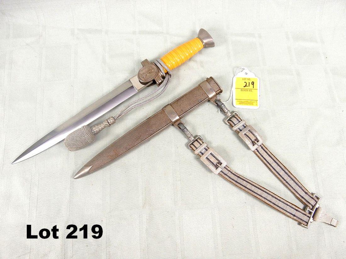 German WWII Red Cross Dagger With Scabbard: German WWII red cross dagger with scabbard and belt hook 15 1/4" long