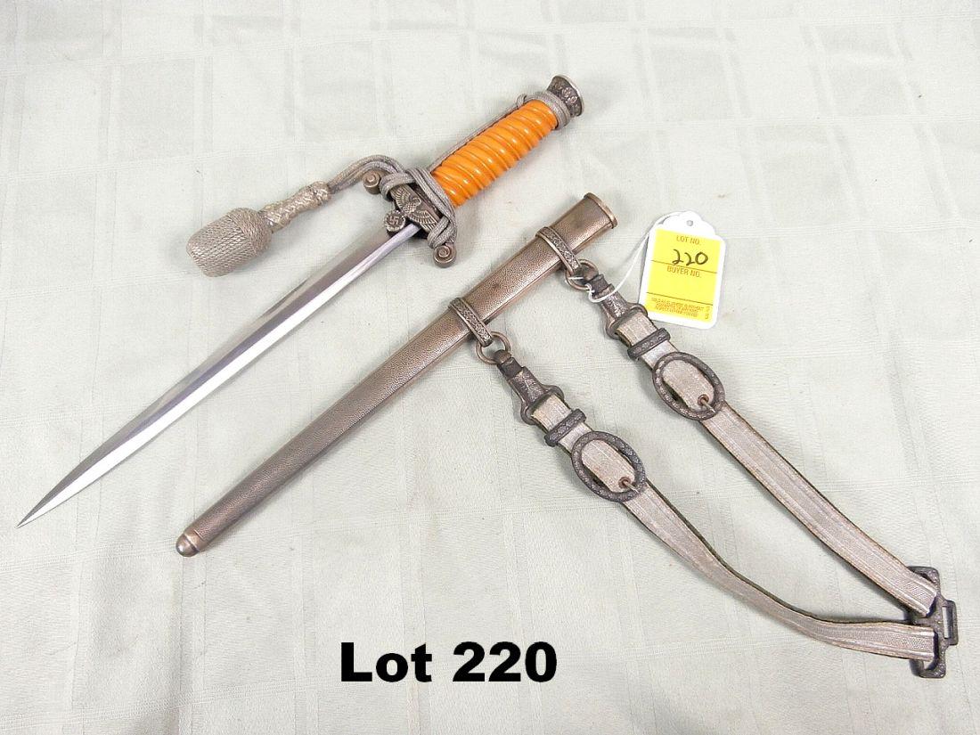 German WWII Officers Dress Dagger: German WWII officers dress dagger with scabbard and belt hook maker eickhorn 15 1/4" long