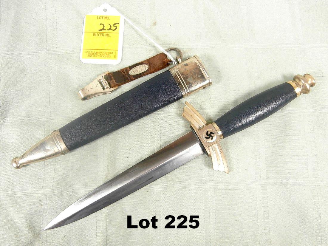 German WWII Dlv Dagger Heller: German WWII DLV dagger maker Gebr. Heller blue leather 13 3/8" long