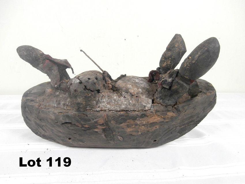 Crudely Carved Boat with Passengers.: Crudely carved boat with passengers. 18" long.