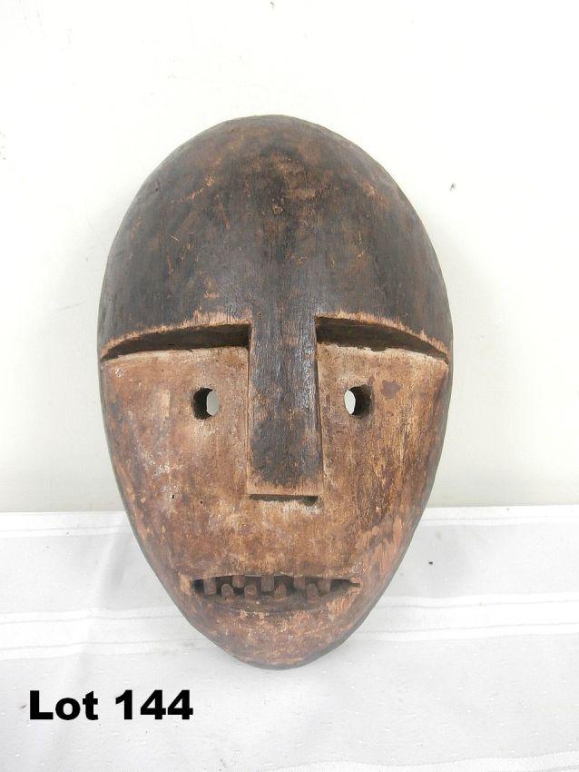 Carved, Painted Wooden Mask: Carved, painted wood mask. 11.5" tall.