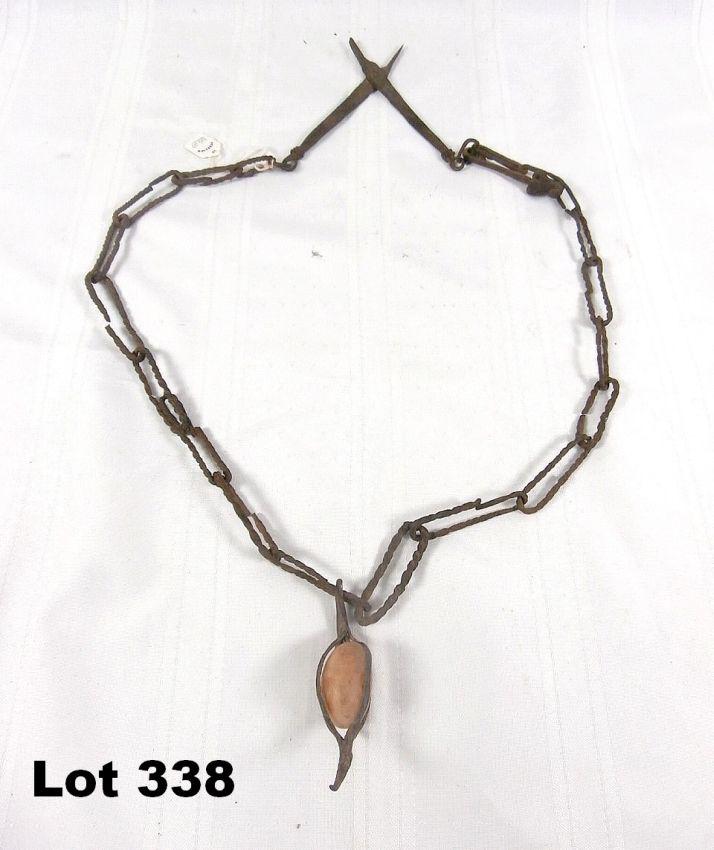 Twisted Wire Link Necklace with Stone: Twisted wire link necklace. Stone decoration. Old pliers integrated in as well. 26" long (stretched)