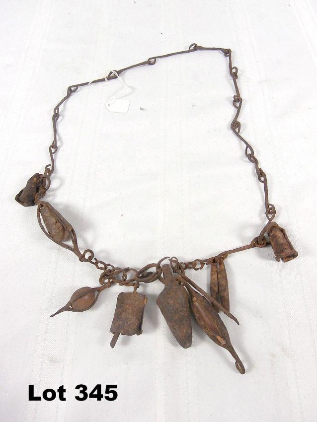 Steel Link Chain Charm Necklace: Steel link chain charm necklace with multiple charms.