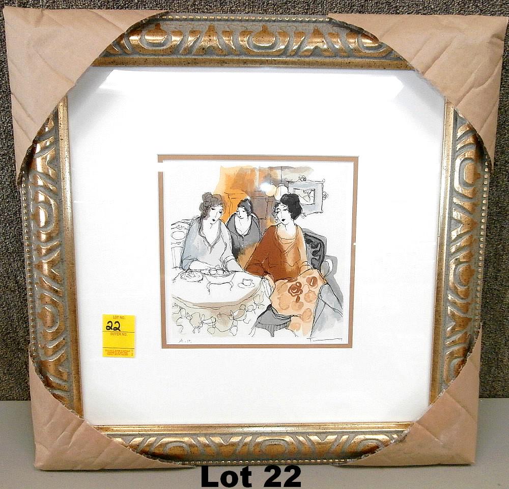 Silkscreen "Study in Brown" by Tarkay: Silkscreen "Study in Brown" by Itzchak Tarkay. Signed artist proof. Frame size 21" x 21".