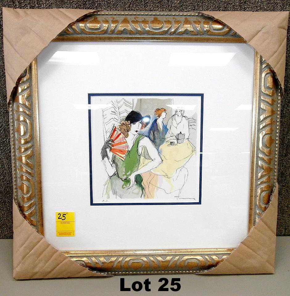Silkscreen "Art Deco Afternoon" by Tarkay: Silkscreen "Art Deco Afternoon" by Itzchak Tarkay. Signed artist proof. Frame size 21" x 21".