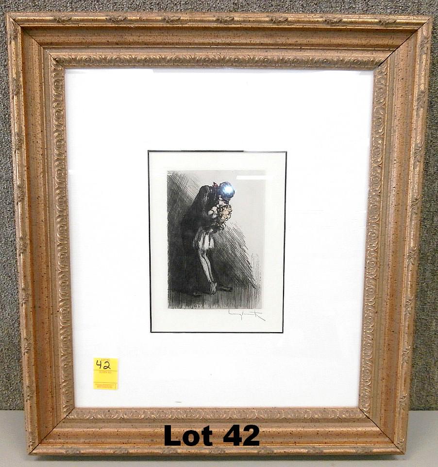Copperplate Etching on Paper "The Kiss" by Icart: Original copperplate etching on paper "The Kiss" signed by Louis Icart. Limited edition. Original purchase price $1325. Frame size 23.5" x 26".