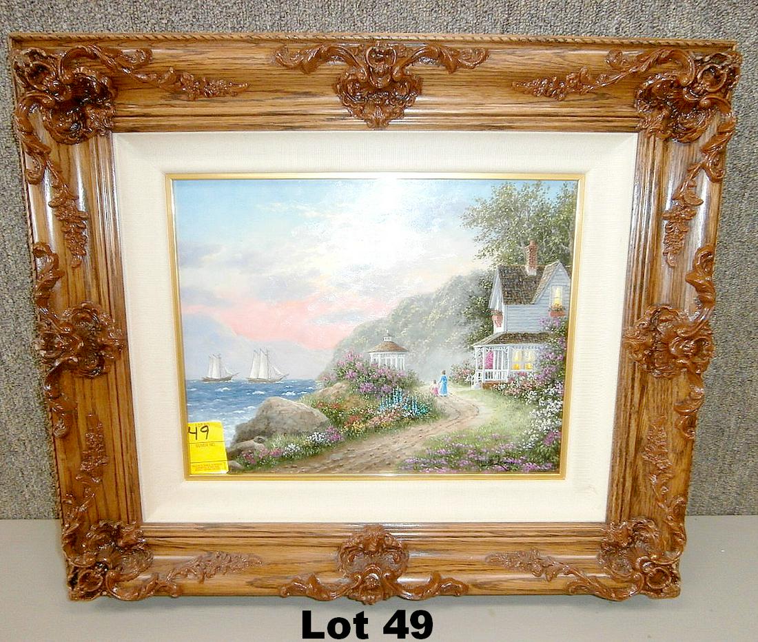 Original Oil on Canvas "Misty Day" by Lewan: Original oil on canvas "Misty Day" signed by Dennis Lewan. Original purchase price $1375. Frame size 22.5" x 19.5".