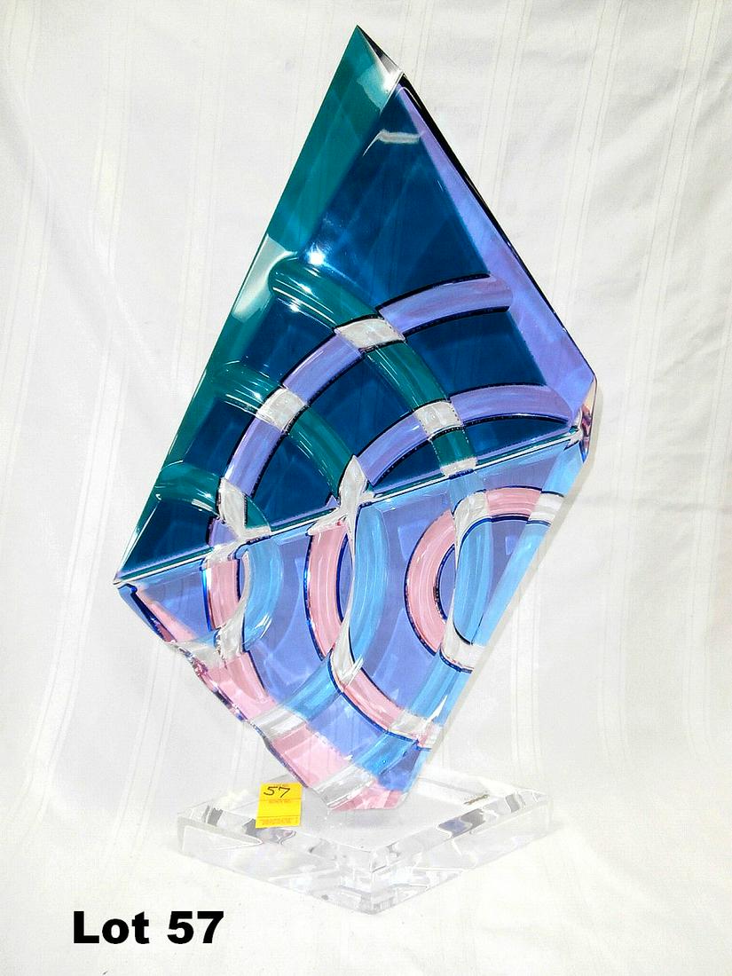 Sculpture "...Unique Purple and Green" by Haziza: Acrylic sculpture "One of a Kind Unique Purple and Green" by Shlomi Haziza. Limited edition. Original purchase price $600. 25" tall.