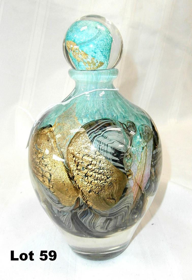 "Aquamarine with Pink" Vase by Jean-Claude Novaro: "Aquamarine with Pink" vase by Jean-Claude Novaro. Signed and dated handmade glass. Original purchase price $695. 8.5" tall.