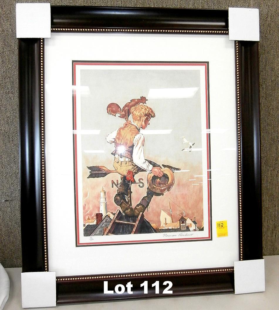 Limited Ed. Lithograph by Norman Rockwell: Limited edition lithograph "Under Sail" by Norman Rockwell. Size: 29.5" x 35". Original purchase price $1805.00