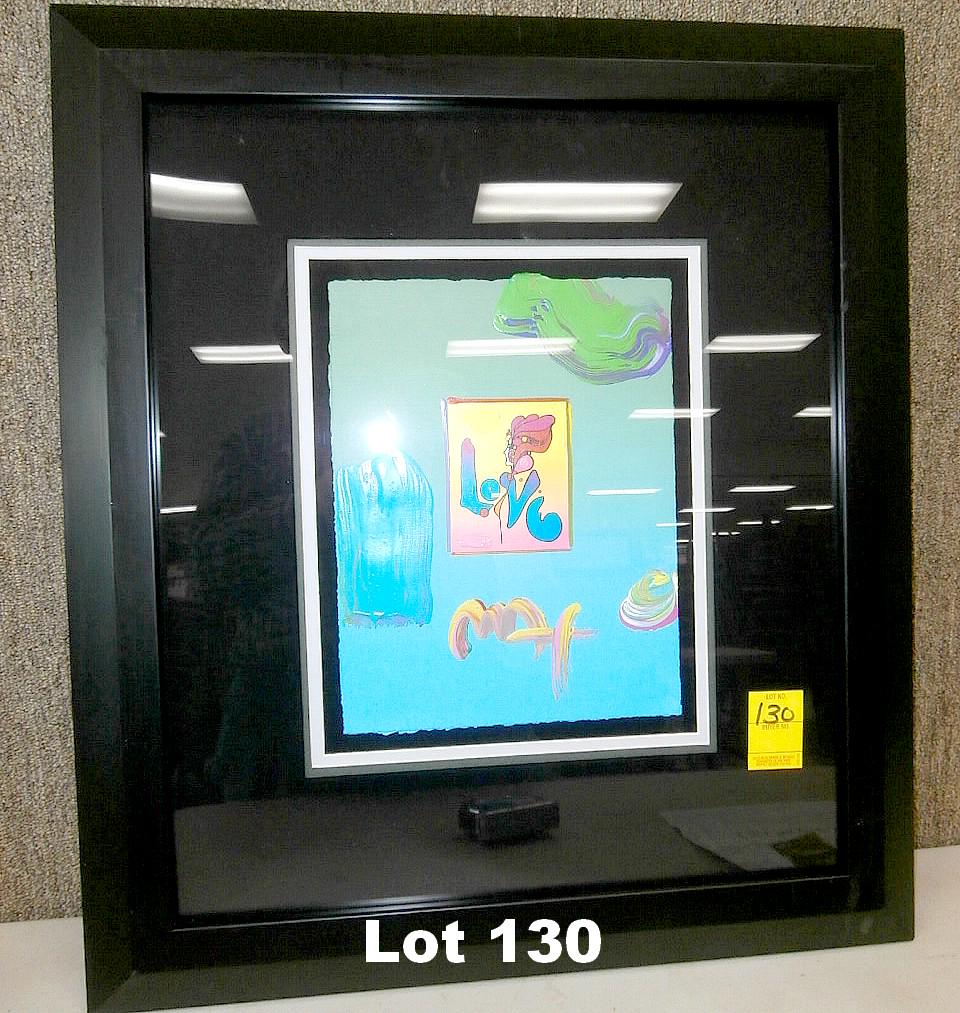 Signed Acrylic on Paper by Peter Max: Signed acrylic on paper by Peter Max. "Variations of Love" Original purchase price $3000.00. Size: 21.75 x 24.25"