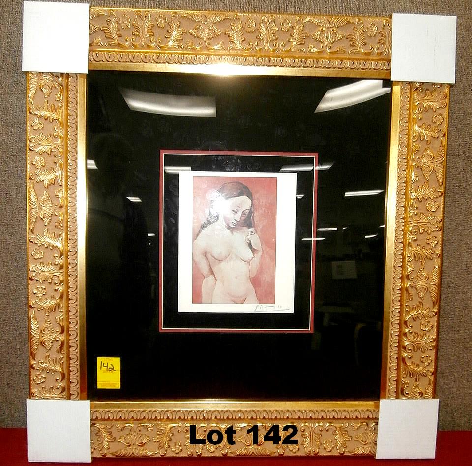 Color Print "Le Femme Nu" by Picasso: Color print "Le Femme Nu" signed by Picasso. Original purchase price $1900.00. Size: 26.25" x 28".
