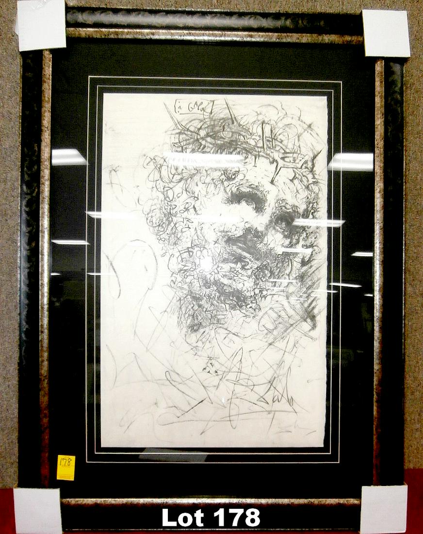 Lithograph "Christ with Thorns" by Dali: Original lithograph "Christ with Thorns" signed by Dali. Original purchase price $1130.00. Size: 33" x 43.5".
