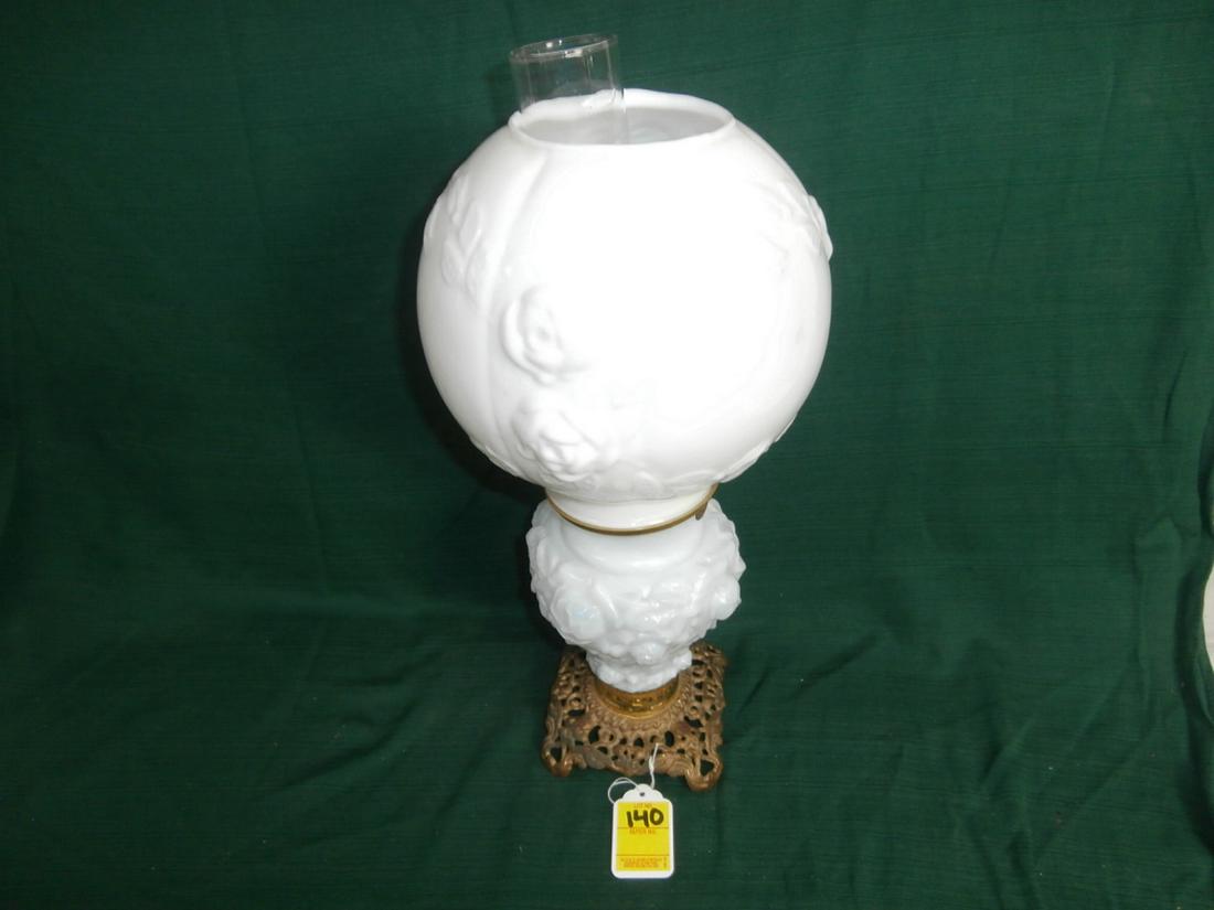 Gone With the Wind Style lamp with puffy milk glass: Aprx. 19.5 inches tall
