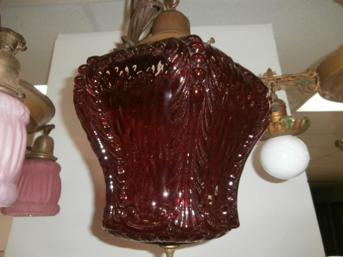 Ruby Red Glass Hanging Pendant Fixture: Hanging Fixture