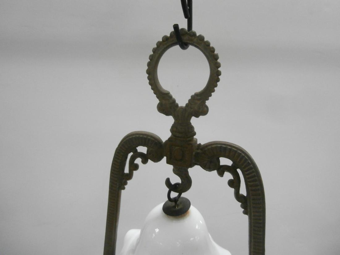 Cast Iron Bracket Oil Lamp with Milk Glass Smokebell: Oil Lamp