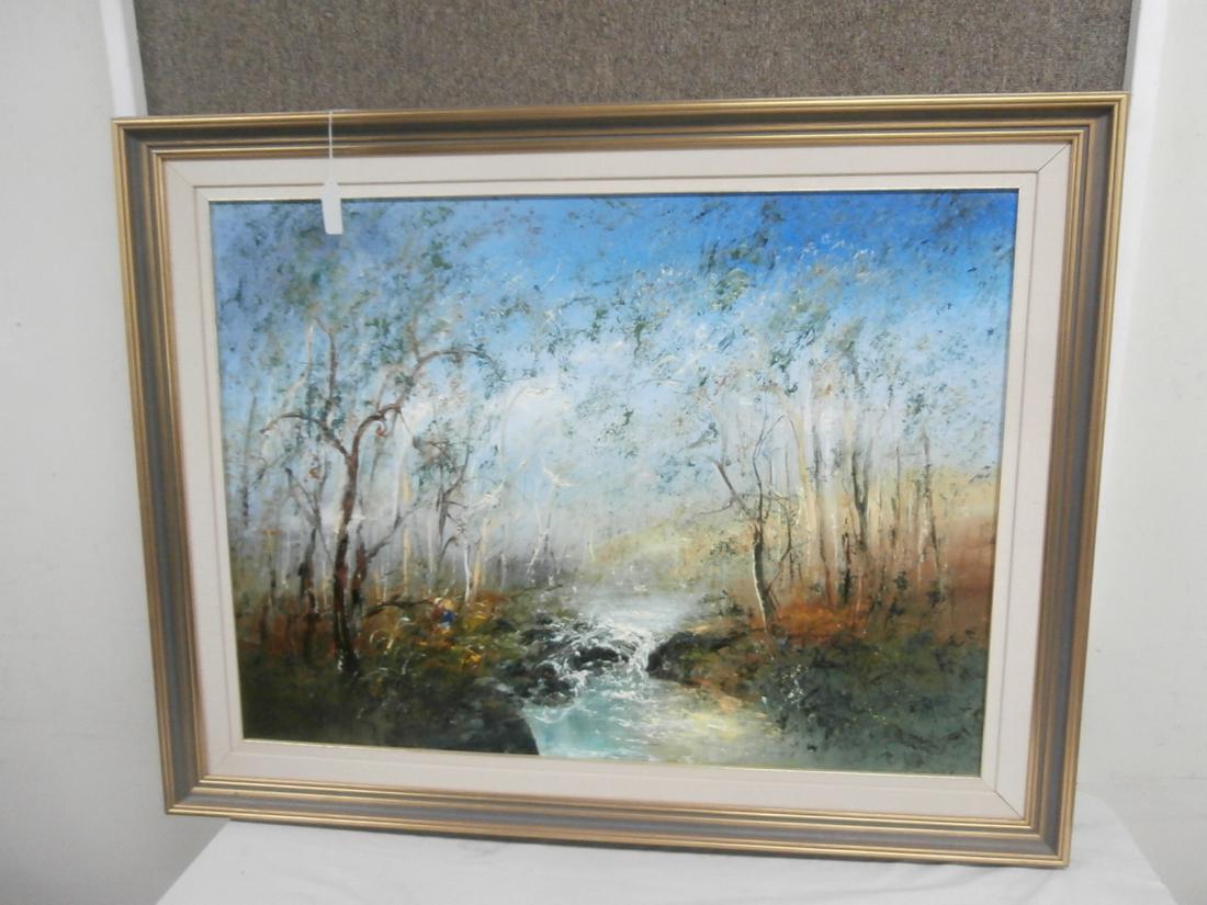 Oil Painting by: David Boyd: "Brothers Looking for Alluvial Gold", Oil On Canvas, Framed. Orig. Purchase Price $7000.00. Wagner Art Gallery, Australia 46 1/4x38 inches with frame. Various marks and stains to the back of the canva