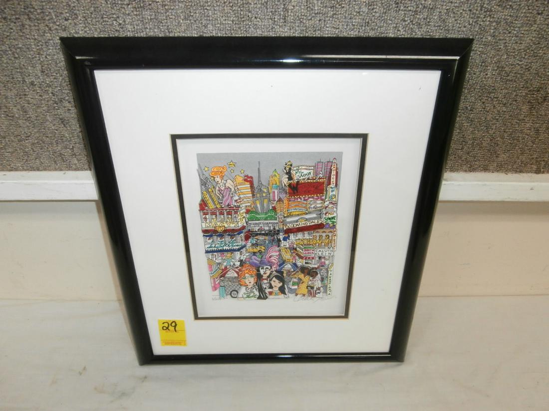 3D Cut out by: Charles Fazzino: The Charcters you meet 3d pop art signed and limited edition 3/200 condition issues-water damage to backing. Frame measures ~16" x ~18"