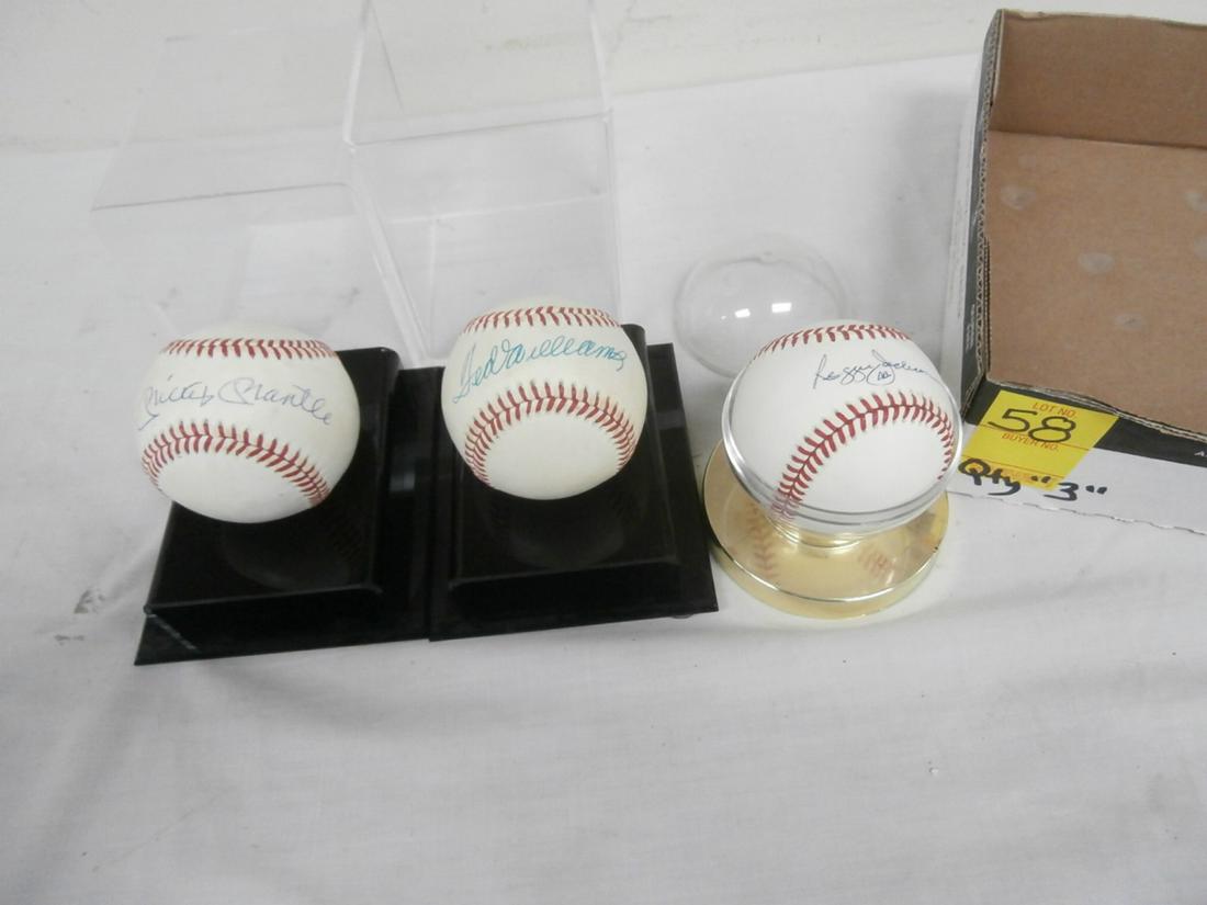 Baseball Lot: Ted Williams, Mickey Mantle and Reggie Jackson signed balls-NO COA'S