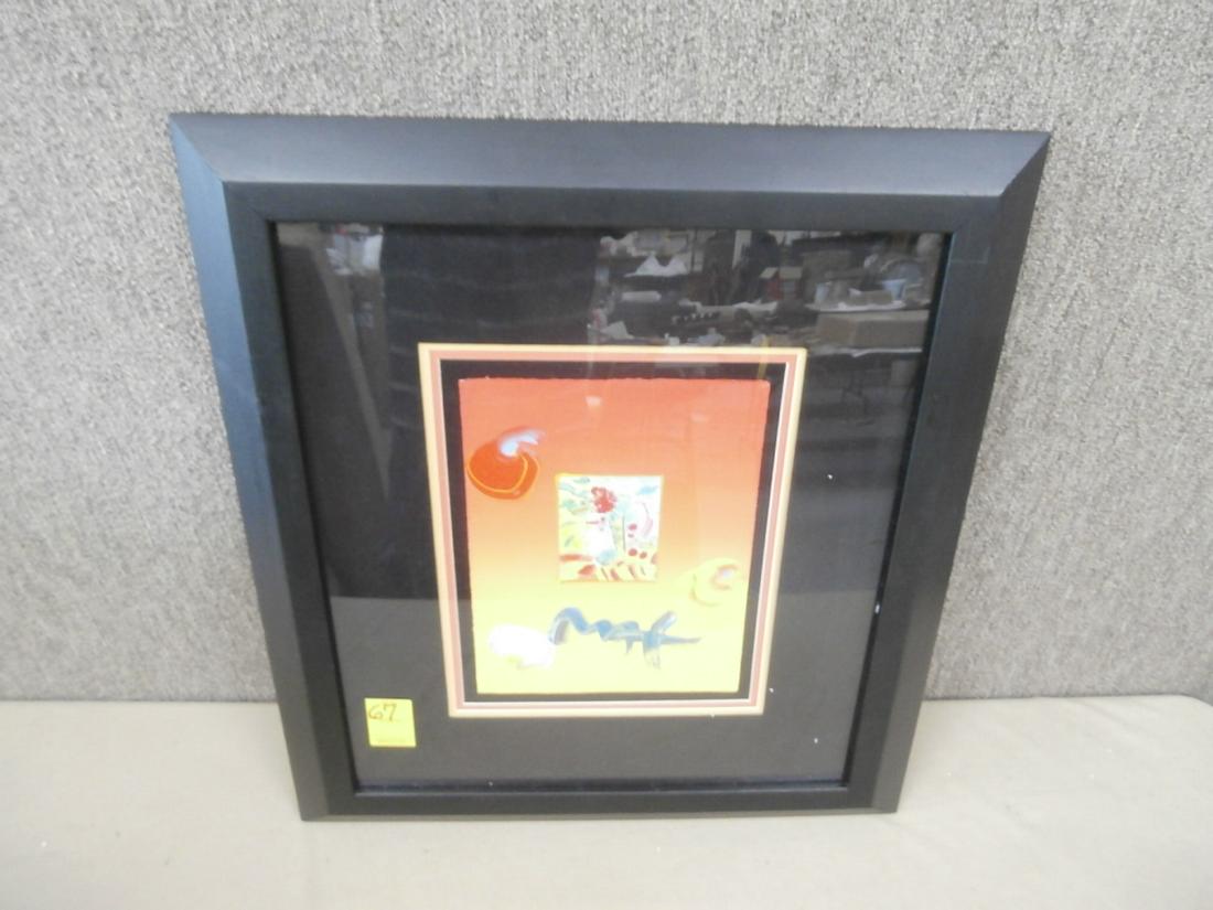 Peter Max: "Flower Blossom Lady" Acrylic on paper. Orig. Purchase Price $3205.00 Noticable damage to the inside of frame where the staples are coming away from the matting. PLEASE SEE IMAGES. 21 3/4x24 1/4 inche