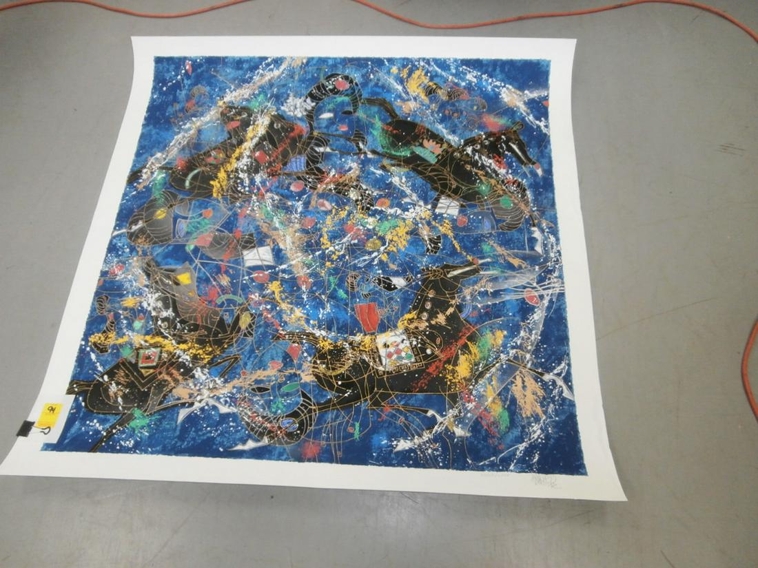 Jiang Tiefeng: "Line Symphony" #XXXIX/LXXV Orig. Purchase Price $1225.00 44x44 inches Noticable edge creases on right corner