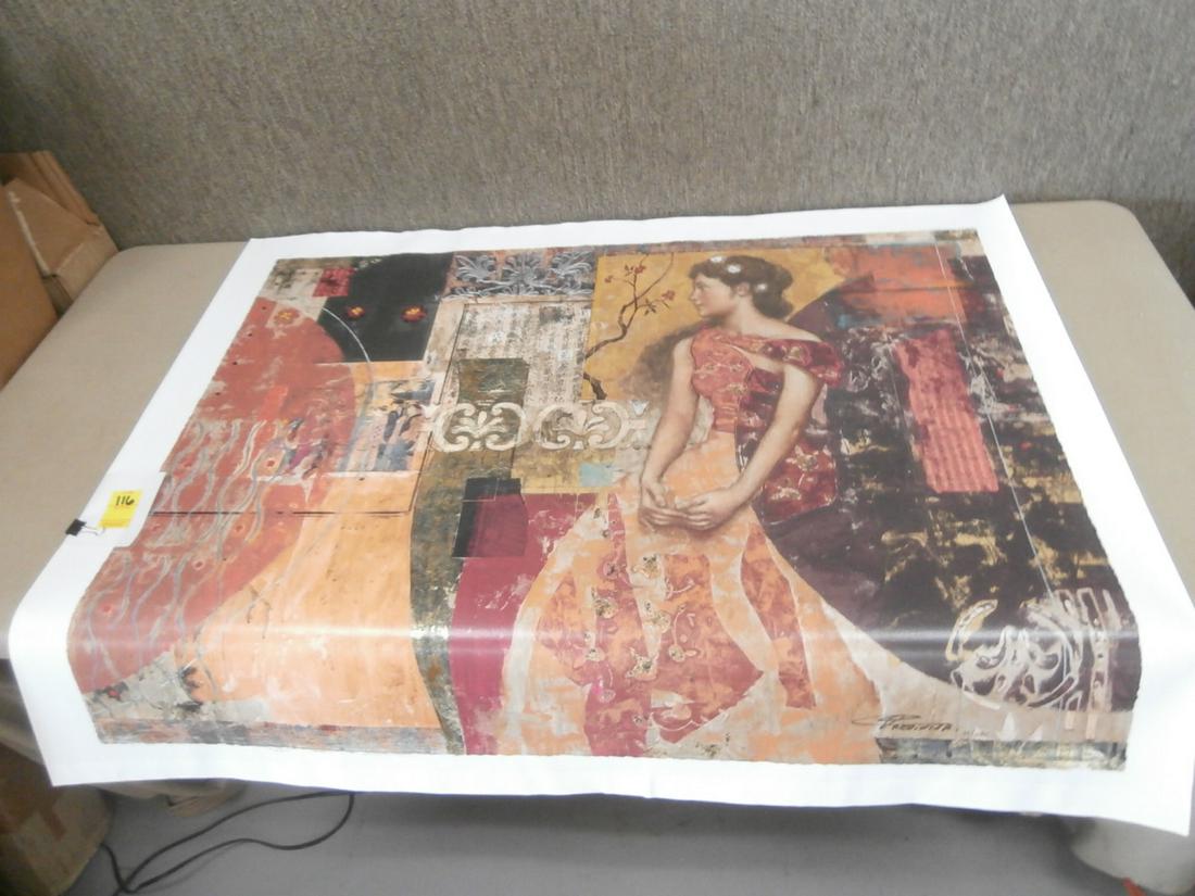 Francois Fressinier: "The Eastern Room" #73/295 Mixed Media on canvas Orig. Purchase Price $299.00 Creases in canvas