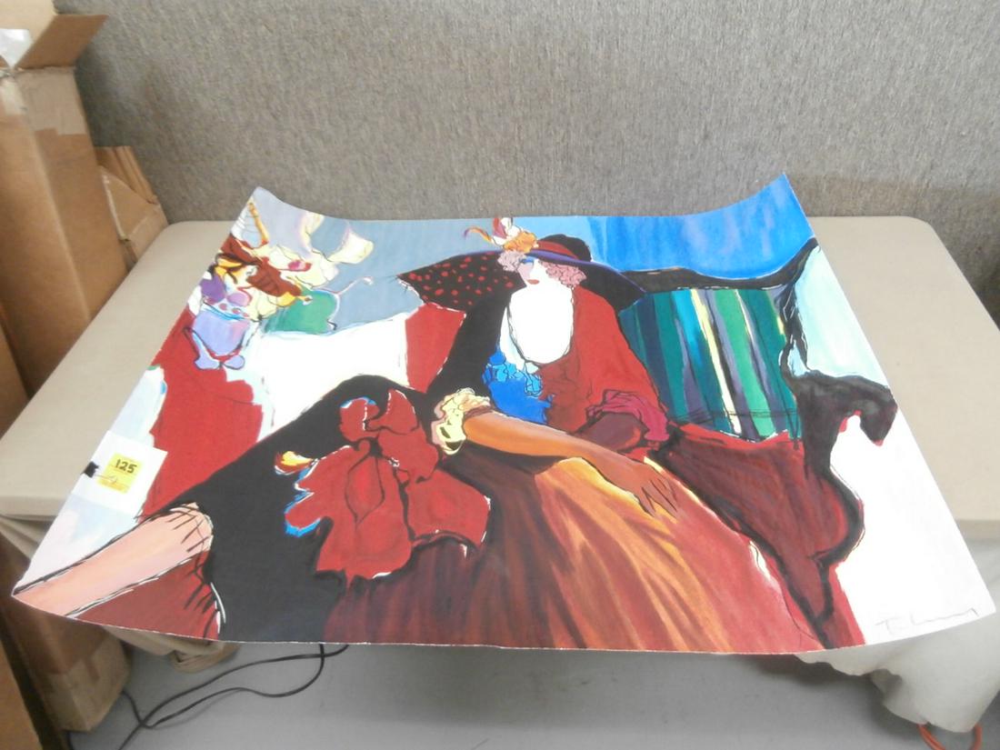 Itzchak Tarkay: "Lady in Red II" #A/P Silkscreen Orig. Purchase Price $1750.00 Small tears and bent edges 42x34 1/4 inches