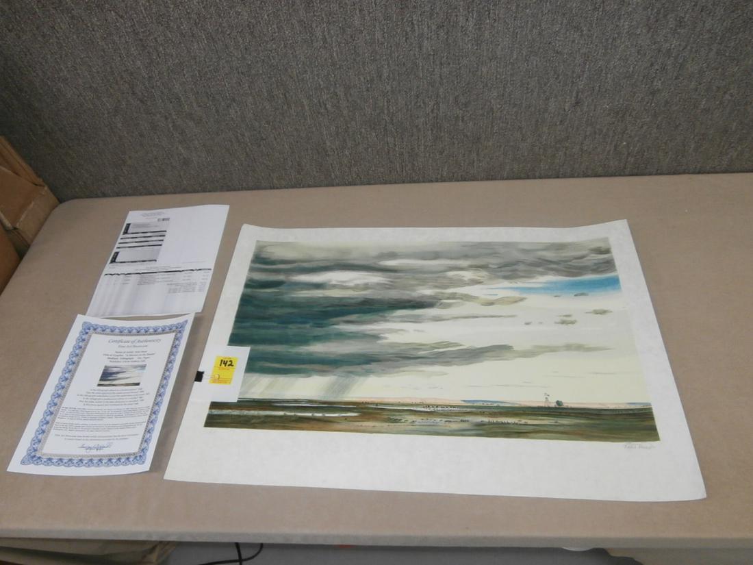 Peter Hurd: "A Shower on the Prairie" #A/P Orig. Purchase Price $445.00 28 3/4x19 3/4 inches Creases to corners