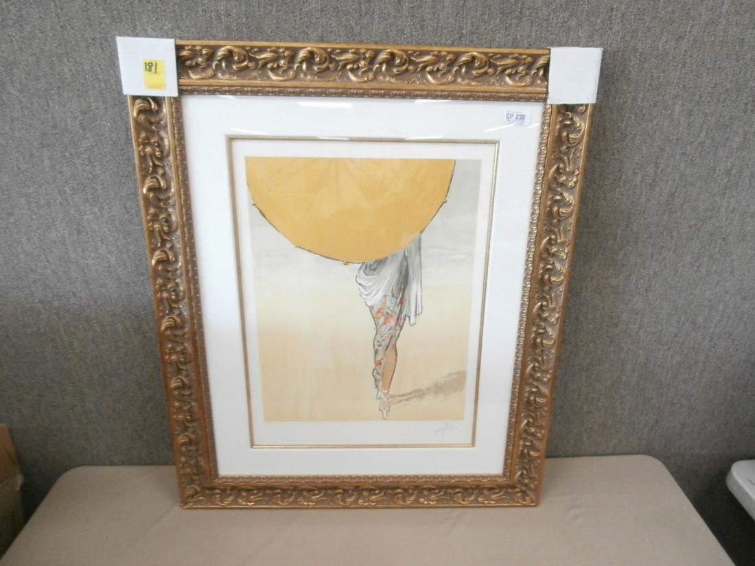 Renee Gruau: "La Parasol" Lithograph, w/ COA, #26/300, 32 3/4 x 39 3/4 inches