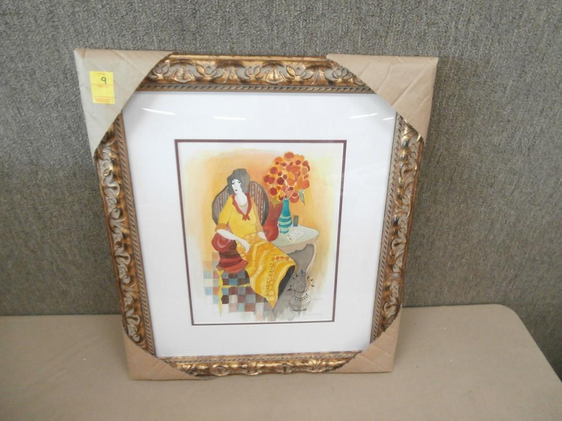 Tarkay: "Tinted in Orange", Orig. Signed Watercolor, w/ COA, Orig. Purchase Price $4200.00, 24 x 28 inches