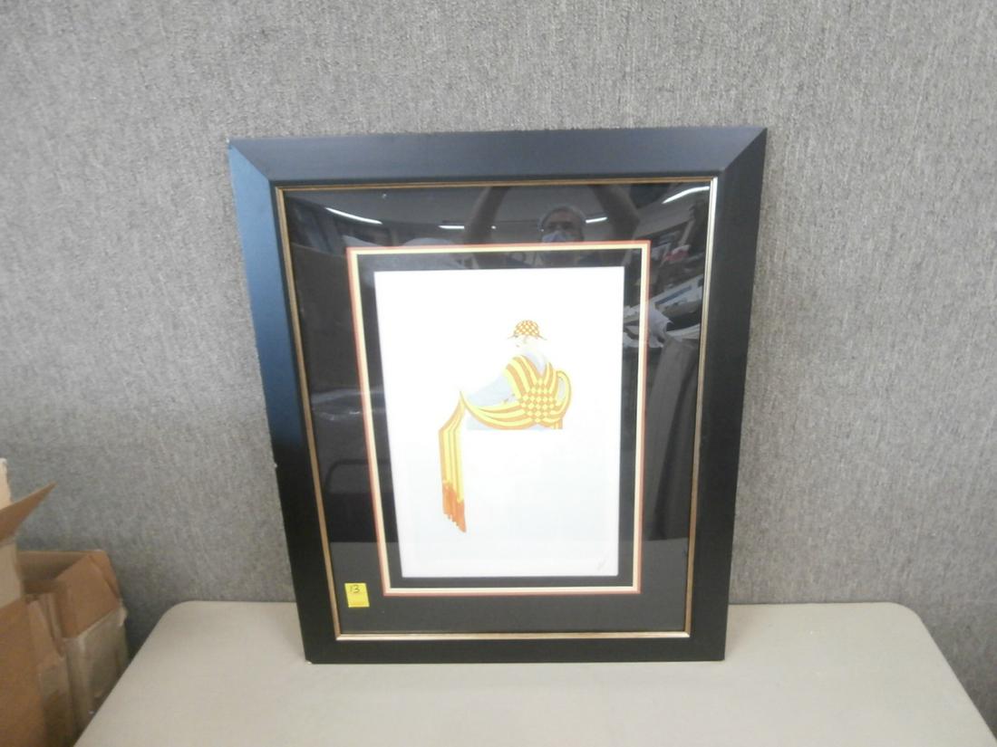 Erte: "Symmentry and Yellow", Artist Proof, Noticeable damage to frame including cracks, 31 x 37 3/4 inches, w/ COA