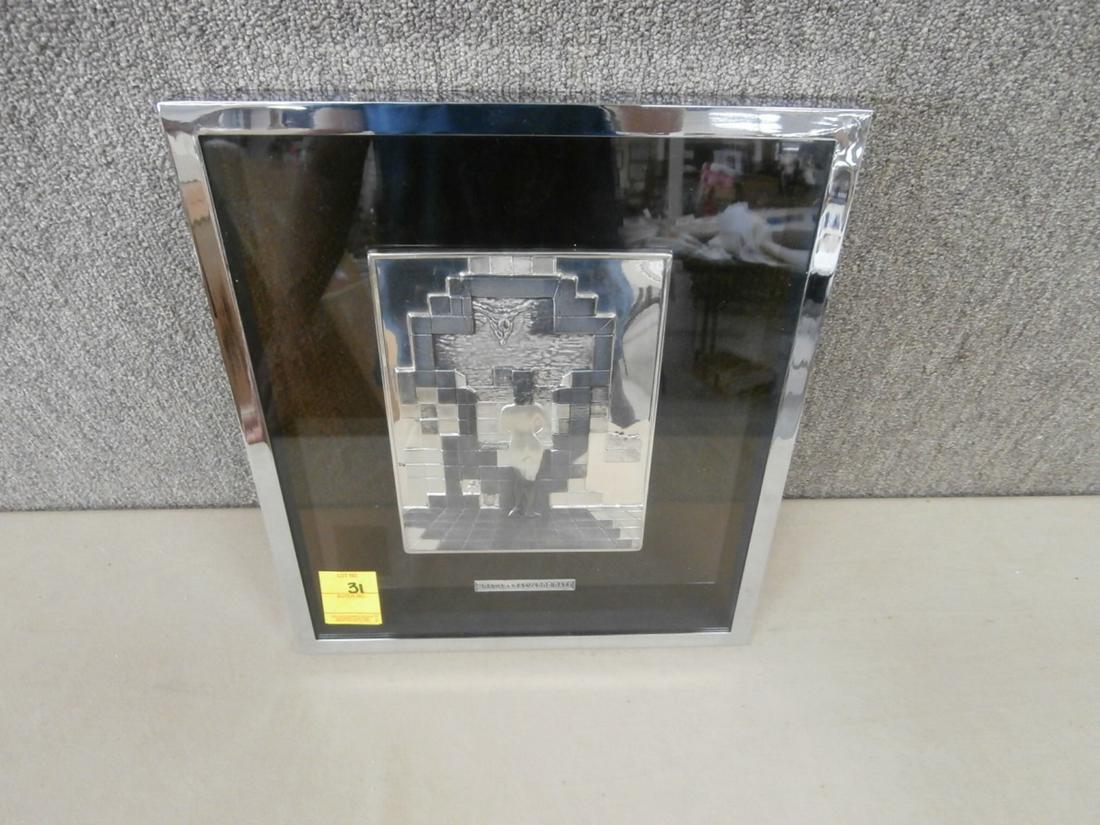 Dali: In the STYLE of Dali Silver Plaque 925/1000 250Gr. In a shadow box style frame